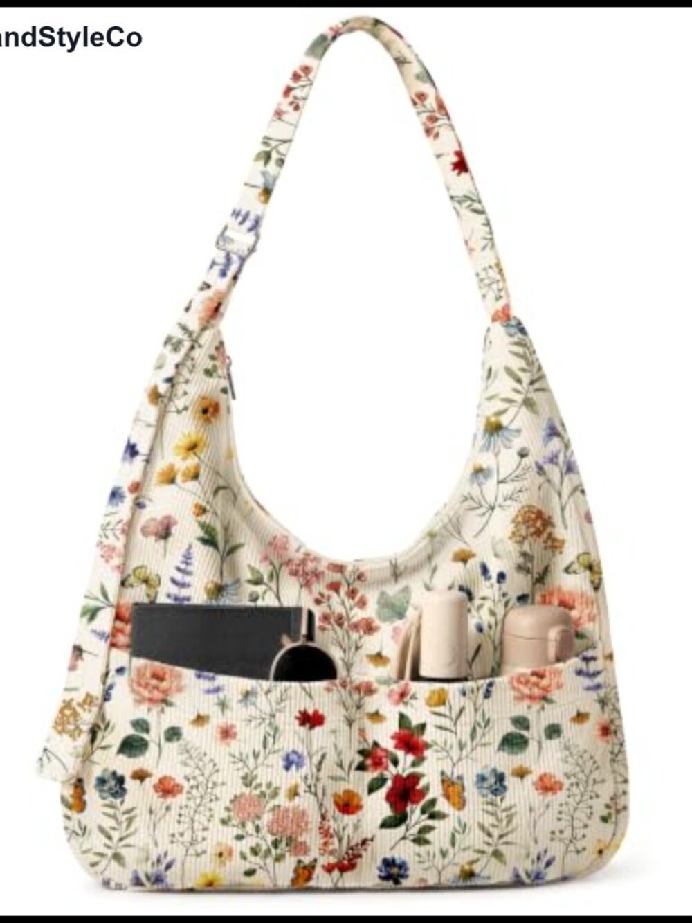 Women's Large Corduroy Hobo Bag with Adjustable Crossbody Strap